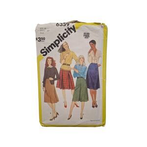 Vintage Simplicity 6359 Misses Skirts pleats inverted flared Size 16 Uncut